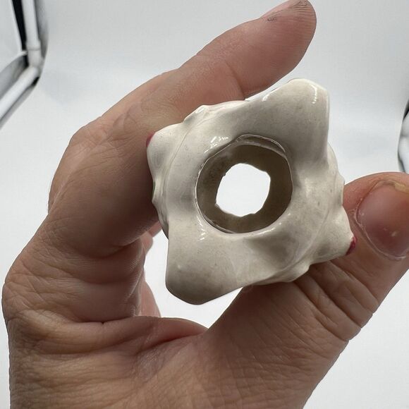 Rare Vintage Macrame Ceramic Bead Baby Bear Girl Pink Bow Figurine Stuffy Lovie - Picture 5 of 7